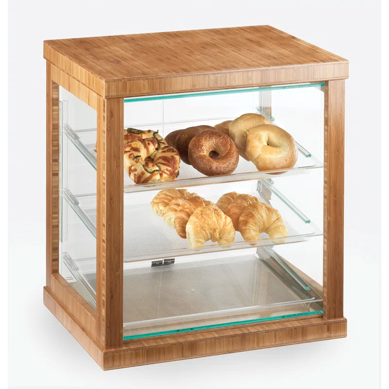 Cal-Mil Bamboo Three Tier Display Case with Rear Doors - 21" x 16 1/4" x 22 1/2"