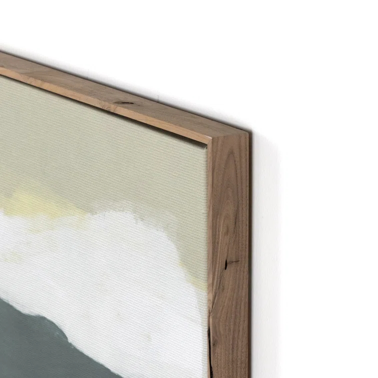 Surrey Green Landscape Print on Canvas with Walnut Frame