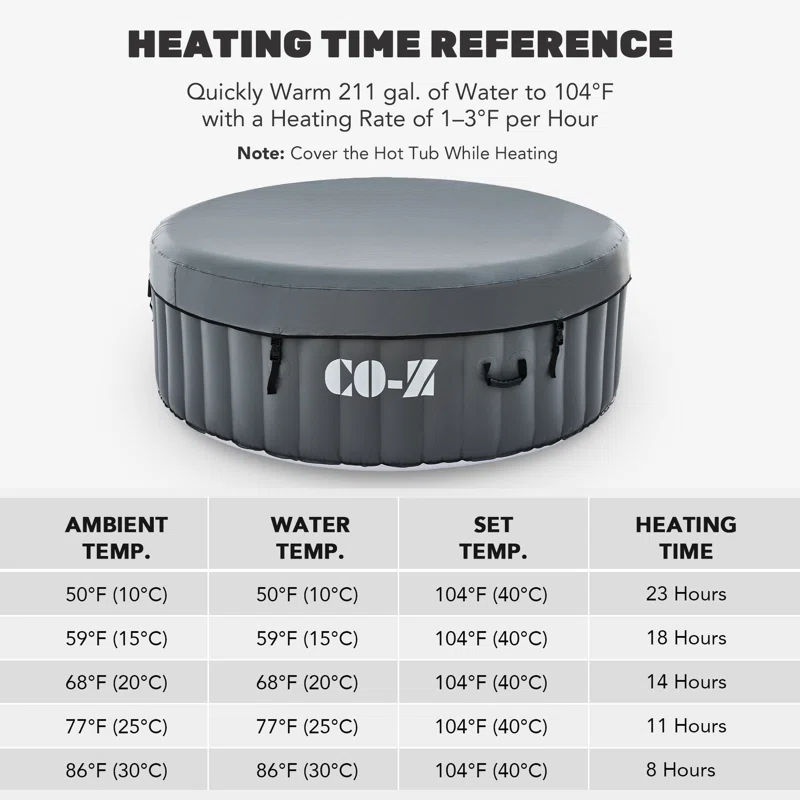 CO-Z 2-4 - Person 120 - Jet Vinyl Inflatable Hot Tub