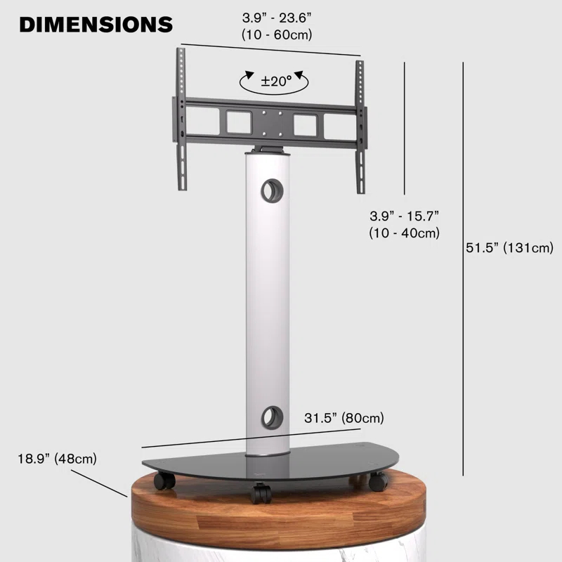 Promounts ProMounts Premium Rolling TV Stand with Swivel for 32"-72" Screens Holds up to 88 Lbs