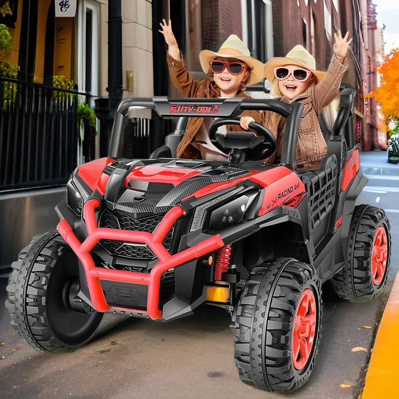 Ancheer 24v 2 Seater Ride on Car with Remote Control, 4WD/2WD Kids Power Electric Wheel UTV, 20" Spacious Seat, 4 Shock Absorbers, Music, Bluetooth, 24 Volt Ride On Toys for Boys/Girls