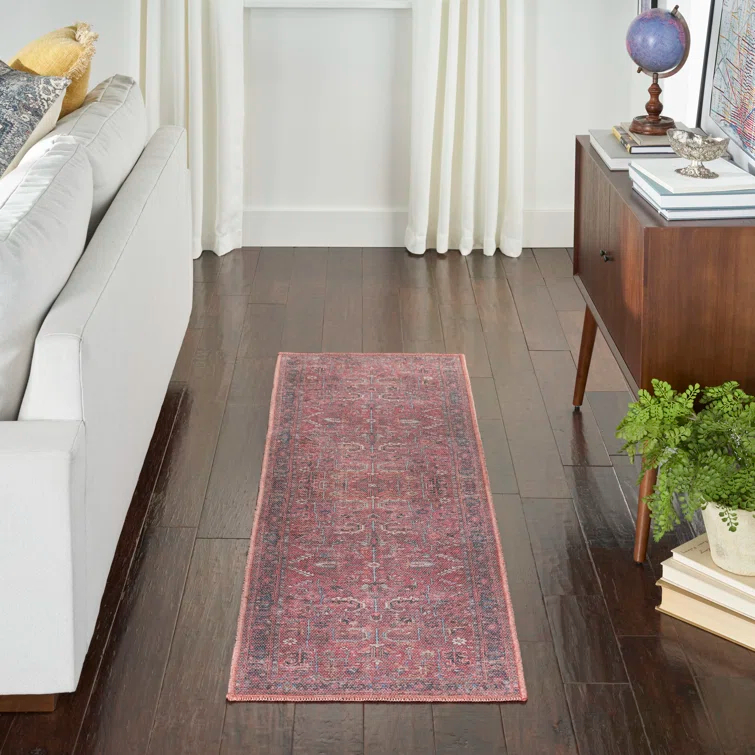 Bungalow Rose Machine Washable Oriental Red Area Rug