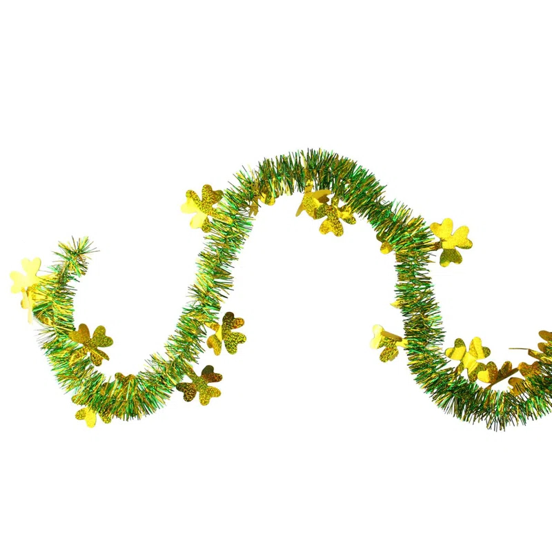 Northlight Seasonal 25' Green and Gold St. Patrick Day Irish Shamrock Garland - Unlit