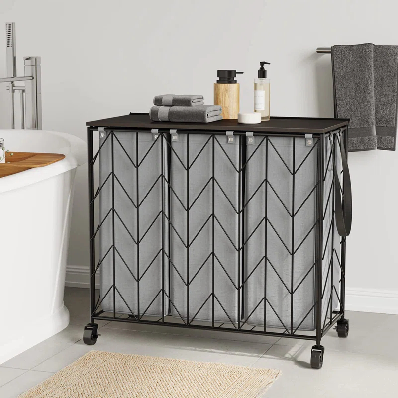 BINNBOX 142L Laundry Hamper 3 Section with Lid