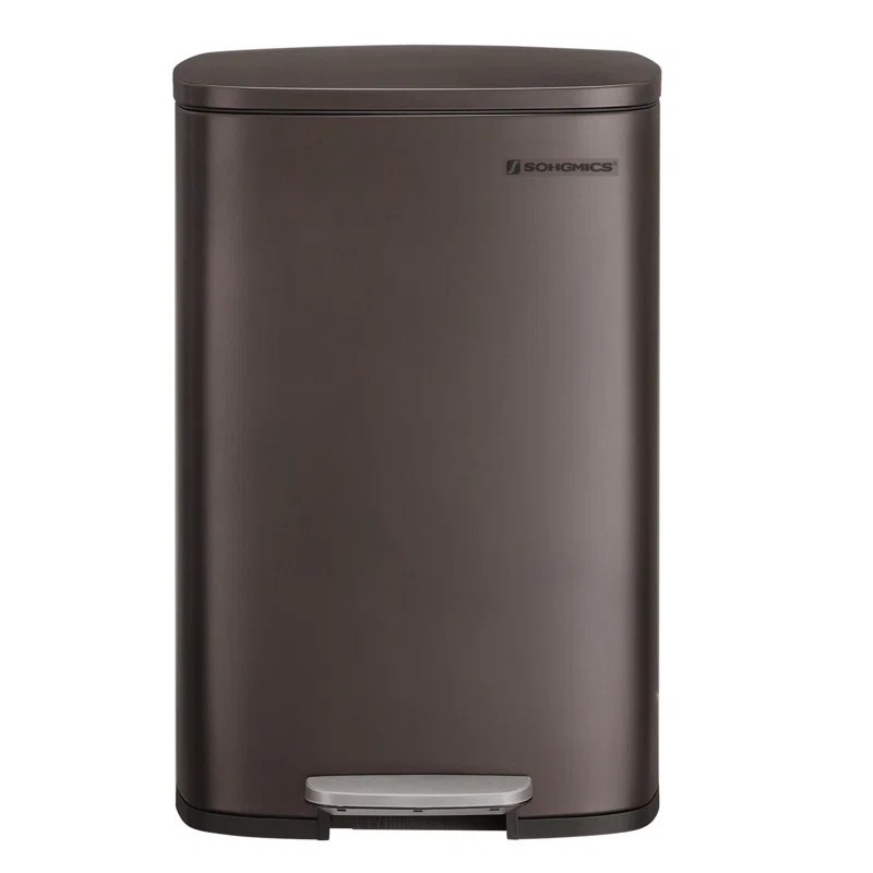 Songmics Stainless Steel Step On Fingerprint-resistant Trash Can with Back Handle