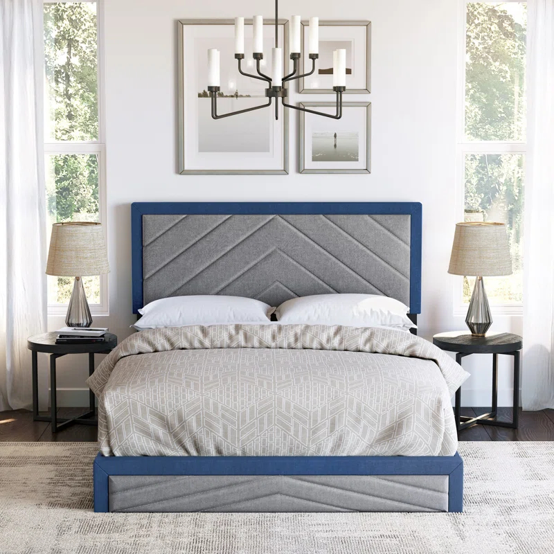 Boyd Sleep Barcelona Linen or Faux Leather Upholstered Platform Bed Frame with Adjustable Headboard, Heavy Duty Slat Support System, No Box Spring Required - Boyd Sleep