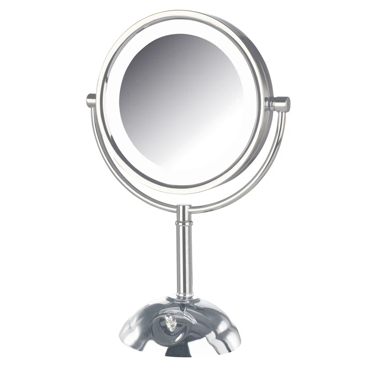 Symple Stuff 8.5" Lighted Tabletop Magnified Makeup Mirror, Plug In