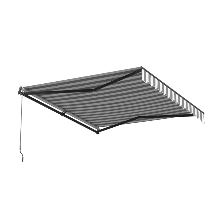 ALEKO Retractable Home Patio Awning | Deck Canopy |UV Protection Sunshade | Manual Black Frame | Upgraded 2024