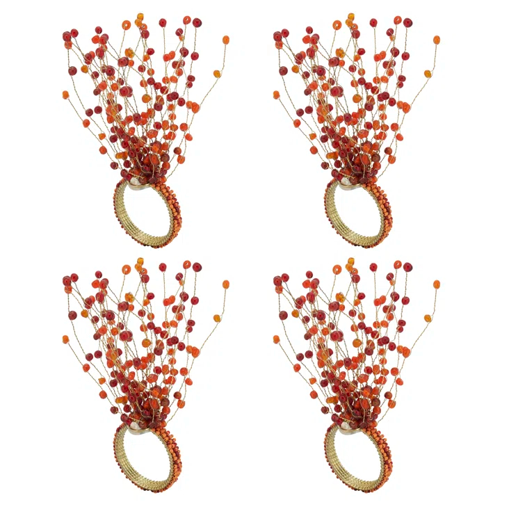 Saro Beaded Design Napkin Ring (Set of 4)