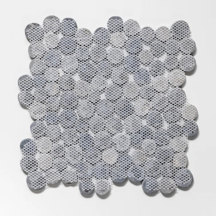 Cruz Bay Studio 11.5" x 11.5" Random Sized Natural Stone Penny Round Mosaic Wall & Floor Tile