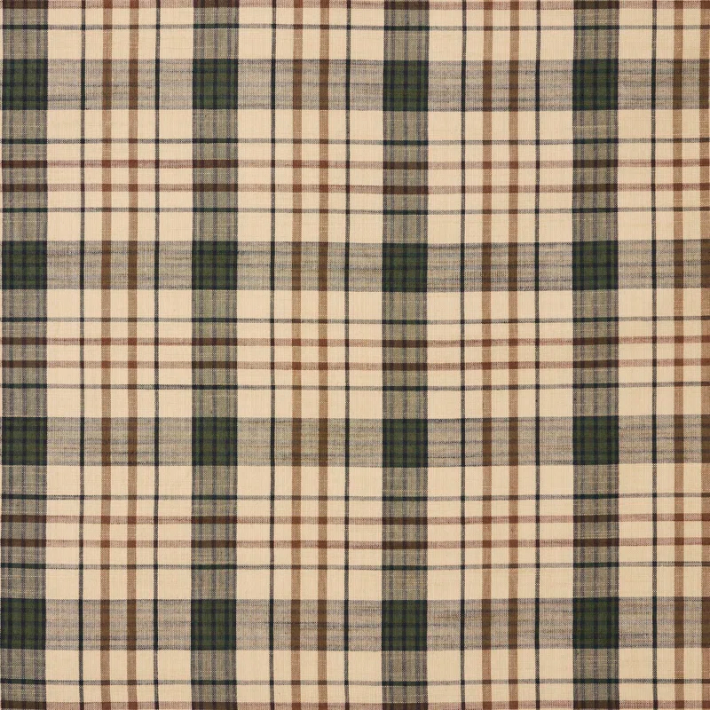 Rosalind Wheeler Holms Plaid Cotton Tailored Window Valance in Khaki/ Forest Green/ Russet