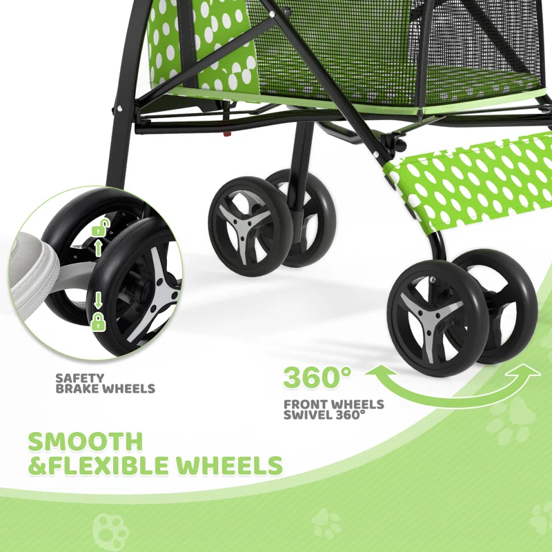 Magshion Pet Stoller Dog Cat Stoller Comfortable Lightweight Stroller With Adjustable Canopy