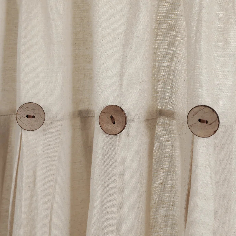 Lush Decor Linen Button Cotton Blend Tailored 29'' W Cafe Curtain (Set of 2)