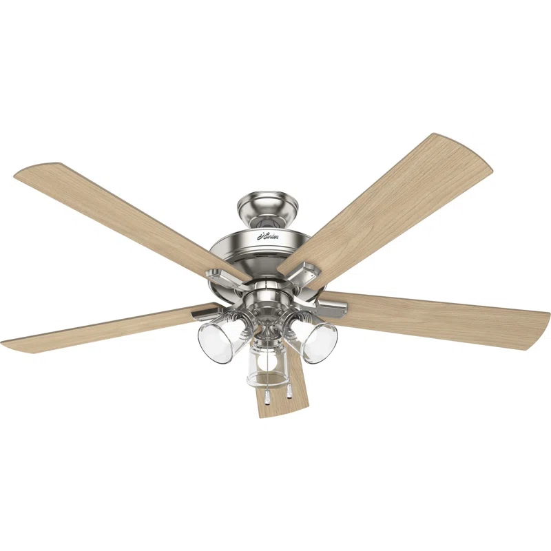60" Crestfield 5 - Blade Ceiling Fan with Pull Chain and Light Kit Included