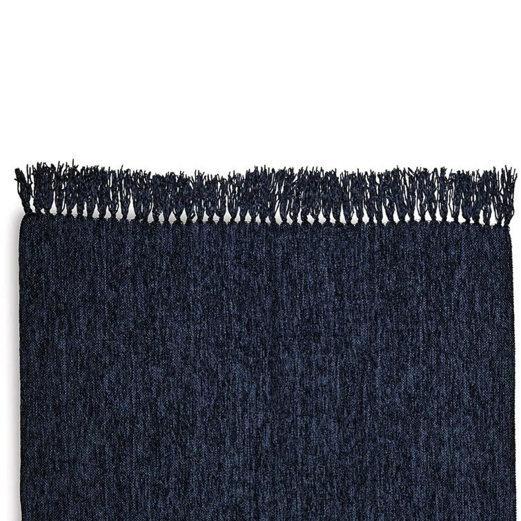 Benjara Emily Throw Blanket Set Of 3, Textured Woven Knotted Fringe, Polyester (Set of 3)