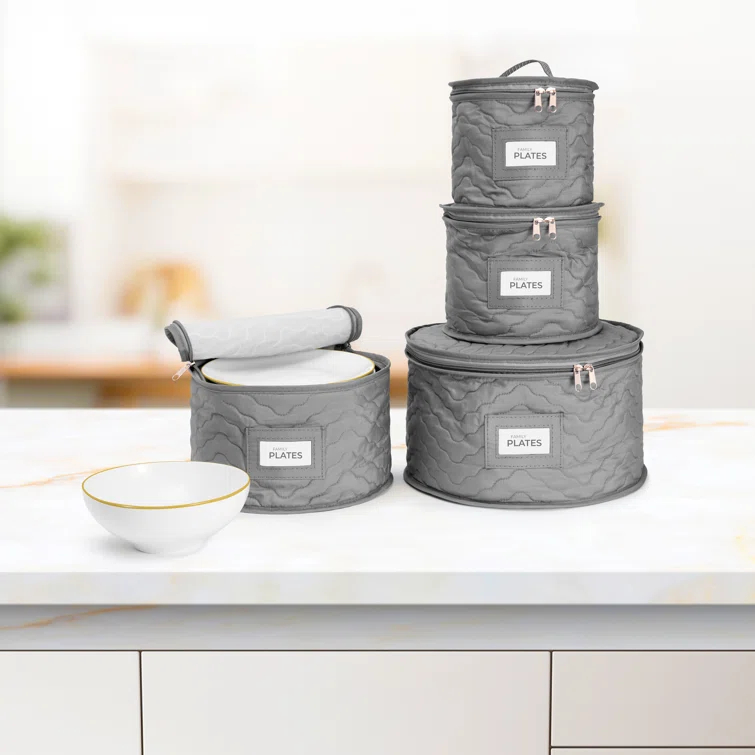 Sorbus 4 Piece Quilted Dinnerware Storage Set