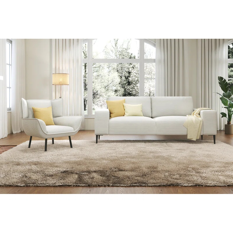Wade Logan® Brynnly 89 in Comfy Sofa Couch with Extra Deep Seat 3 Seater Sofa Chair Set for Living Room