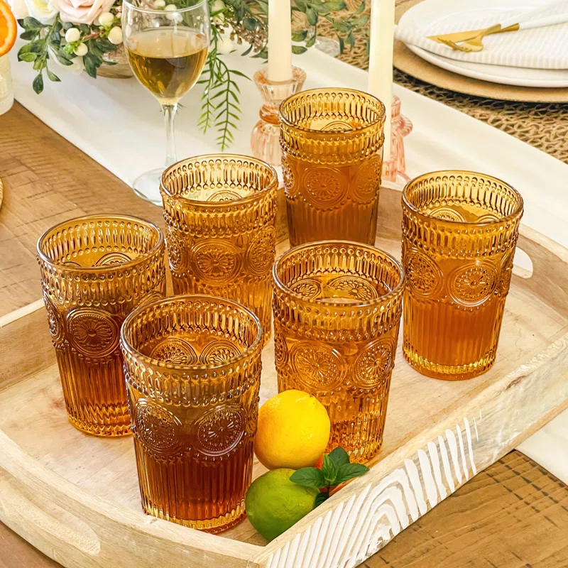 Bungalow Rose Marqueeta 13oz. Drinking Glass Set (Set of 6)