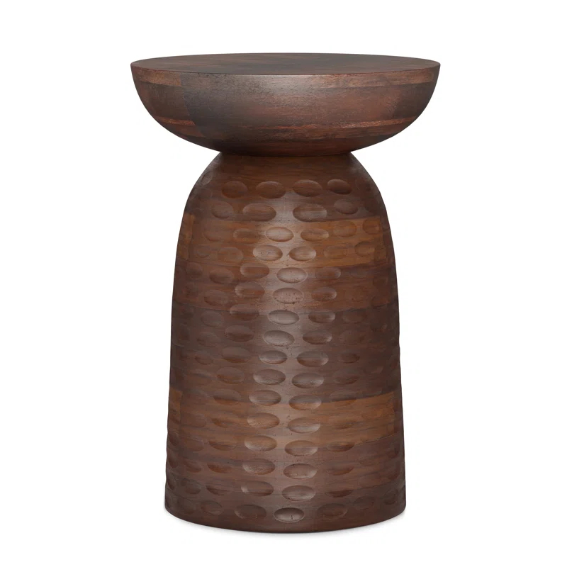 Simpli Home Boyd Solid Mango Wood Pedestal Accent End Table