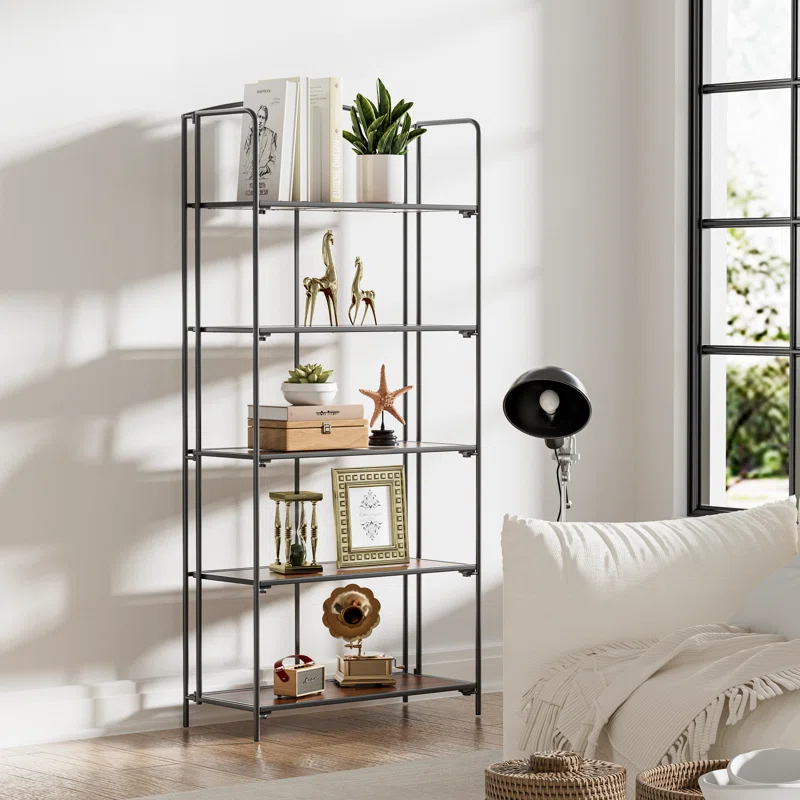Lejon No Assembly Folding Etagere Bookcase