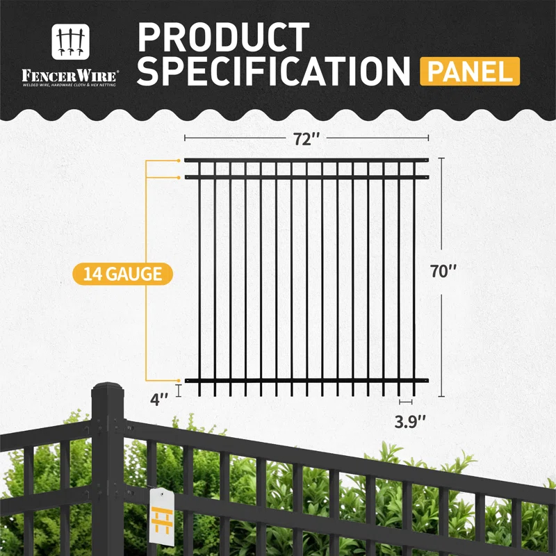 Fencer Wire Fencer Wire 4/ 5/ 6FT H X 6FT W Heavy Duty Flat Top Fence Barrier Panel, Anti-Rust Metal Fencing Panel