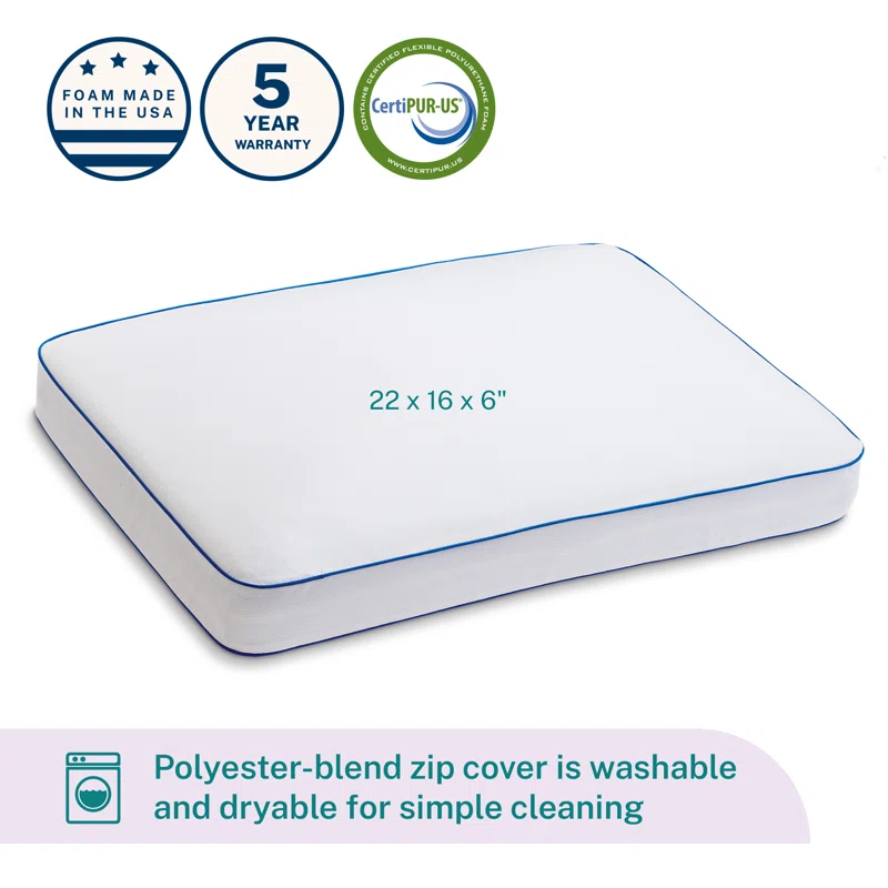 Sleep Innovations Gel Memory Foam Medium Cooling Pillow