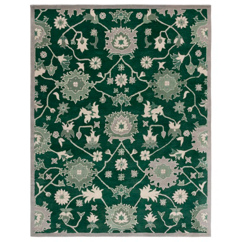 Lauren Ralph Lauren Lauren Ralph Lauren Hand Tufted Wool/Cotton Floral Rug in Dark Green/Ivory