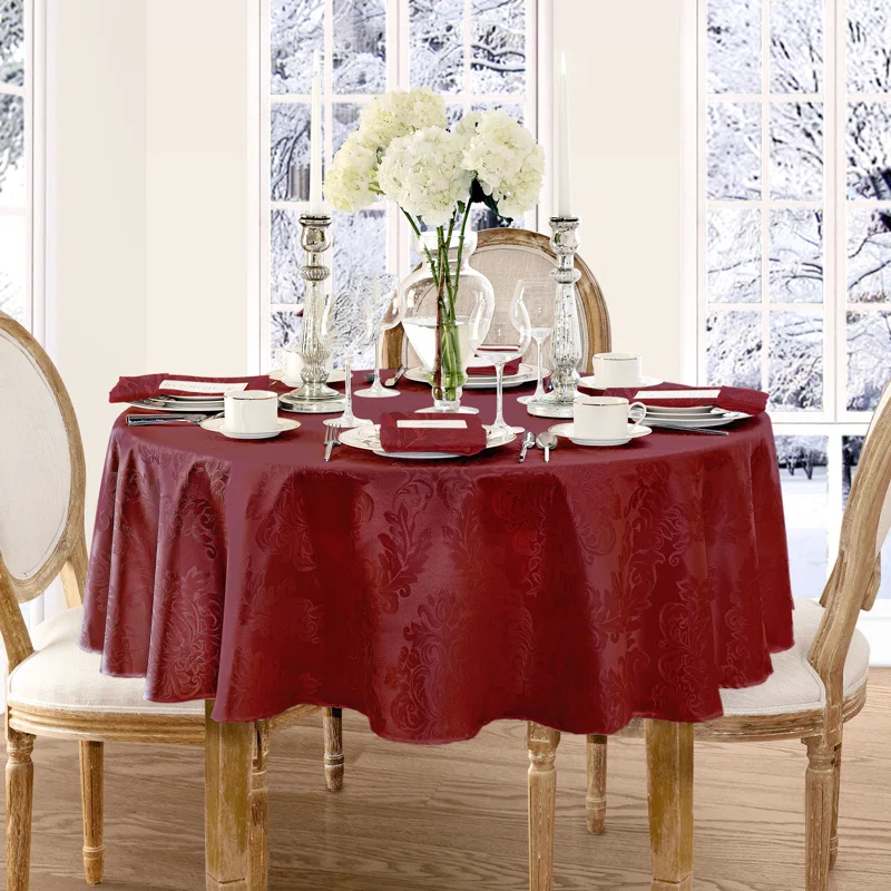 Ophelia & Co. Burchfield Floral Jacquard Round Polyester Tablecloth