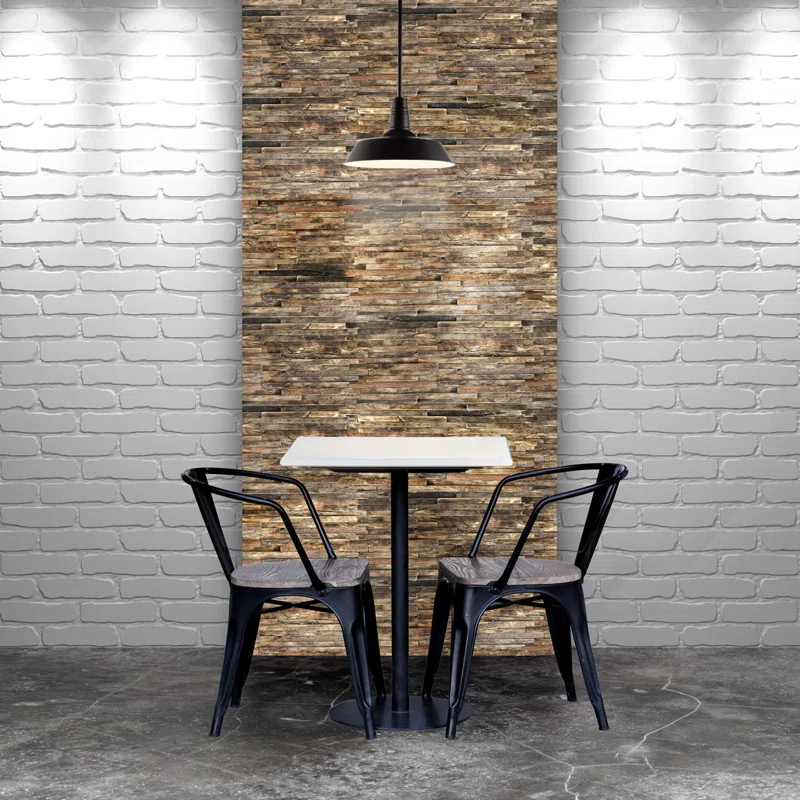23 3/4"W x 11 7/8"H x 3/4"P Stacked Boat Wood Mosaic Wall Tile, Natural Finish