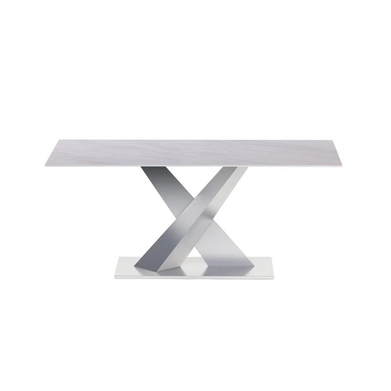 Chintaly Imports Jennifer Contemporary Sintered Stone Top Table w/ Steel Base