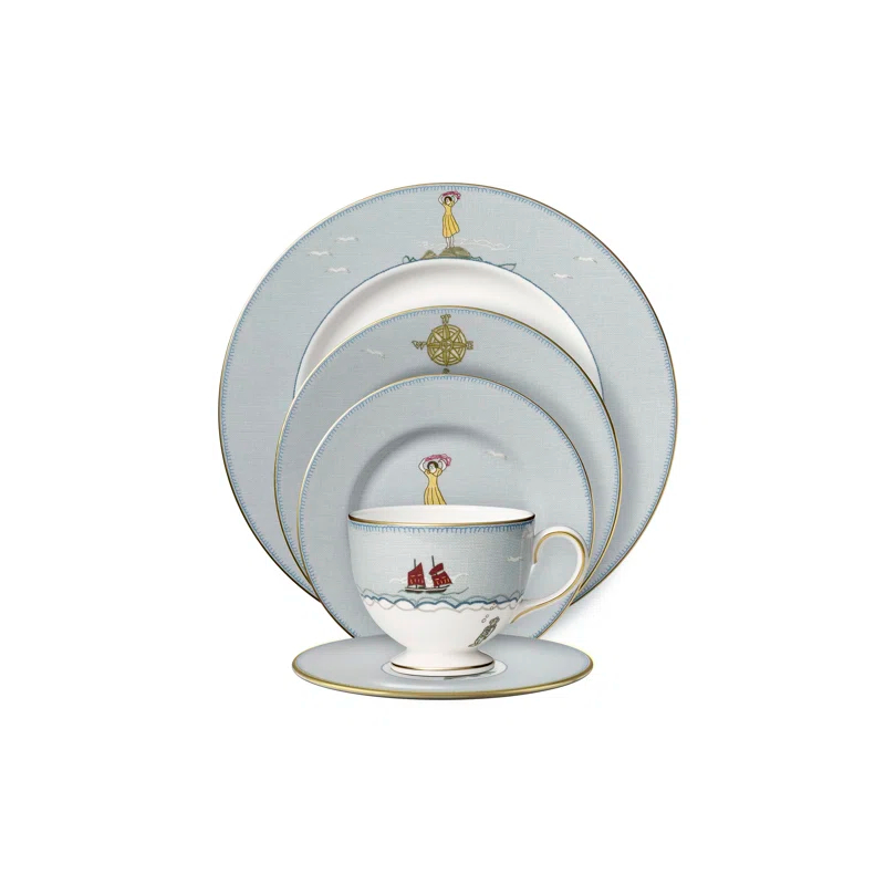 Wedgwood Kit Kemp Sailors Farewell Wedgwood Sailor's Farewell 5 Piece Bone China Place Setting, Service for 1 | Wayfair