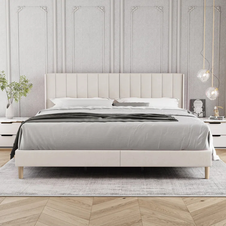 Mercer41 Cedell Upholstered Wingback Bed