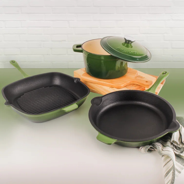 BergHOFF BergHOFF Neo 4Pc Cast Iron Set Grill Pan, Fry Pan & 3Qt Dutch Oven