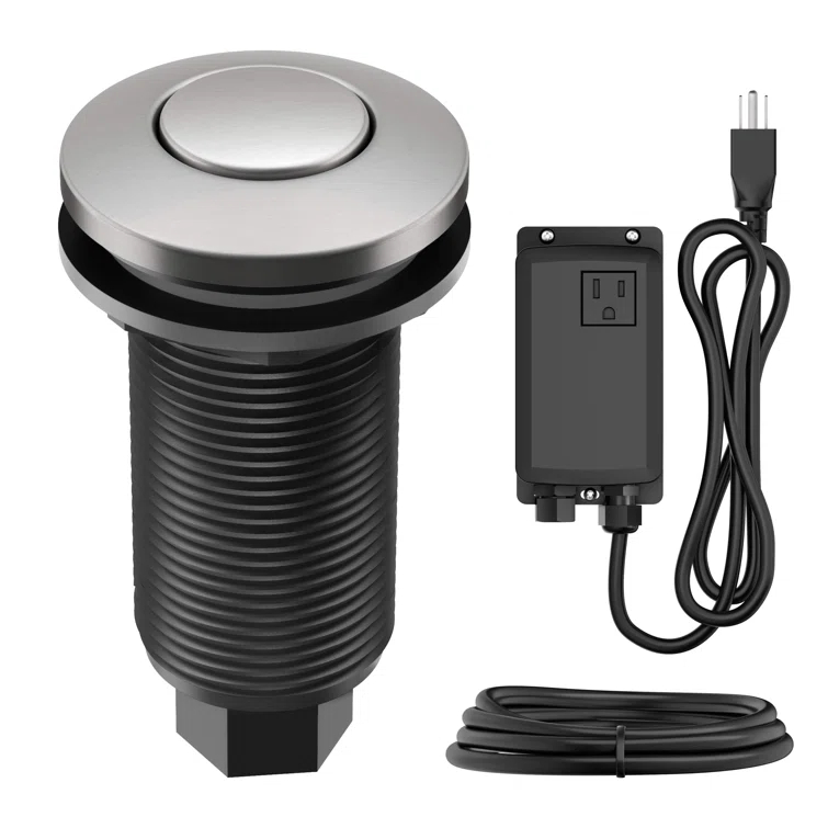 Kraus KRAUS Garbage Disposal Air Switch Kit with Push Button, AC Adapter, Power Cord, and Air Tube Included