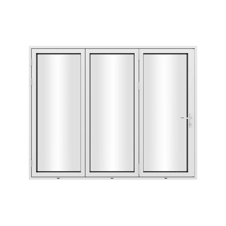 KaMic KaMic 96" inch - 3 Panels Glass Aluminum Folding Door In Black