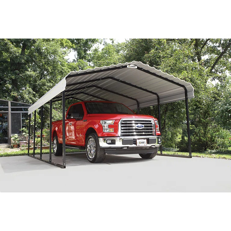 Arrow Steel Carport, 12 ft. x 20 ft. x 7 ft. Galvanized Black/Charcoal