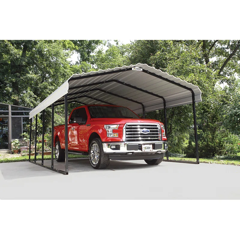 Arrow Steel Carport, 12 ft. x 20 ft. x 7 ft. Galvanized Black/Charcoal