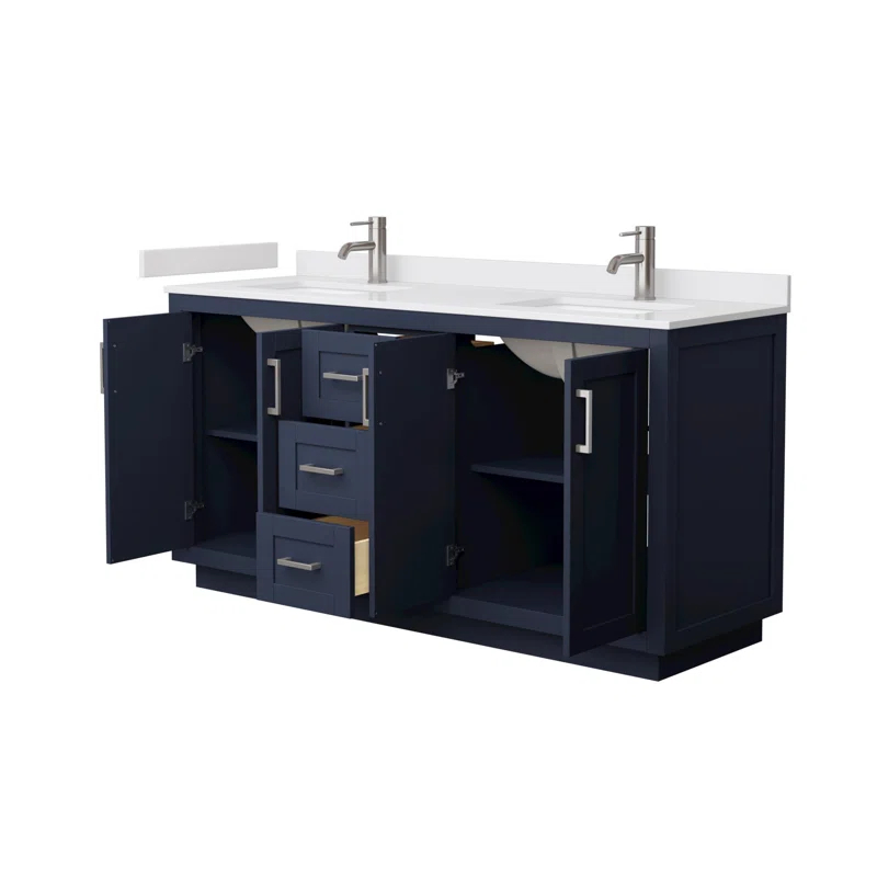 Wyndham Collection Miranda 66" Freestanding Double Bathroom Vanity with Cultured Marble Top