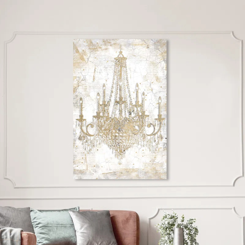 Oliver Gal Prints Fashion And Glam " Fashion And Glam White And Gold Chandelier " by Oliver Gal