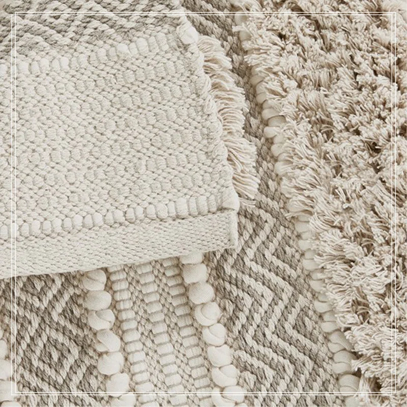 Ink+Ivy, JLA Home 22"x58" Asher Woven Textured Striped Bath Rug Natural : Microfiber, Machine Washable, Non-Slip Backing