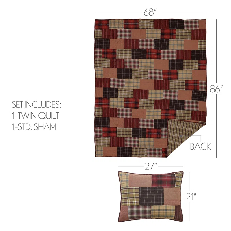 VHC Brands Wyatt Rustic Cotton Patchwork Quilt Set