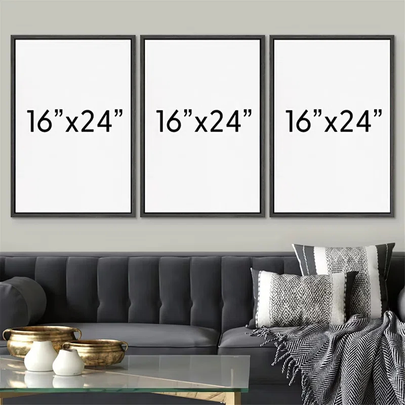 IDEA4WALL Minimal Botanical Black And White Tropical Palm Tree Leaves Organic Modern Framed Canvas 3 Pieces Print Wall Art