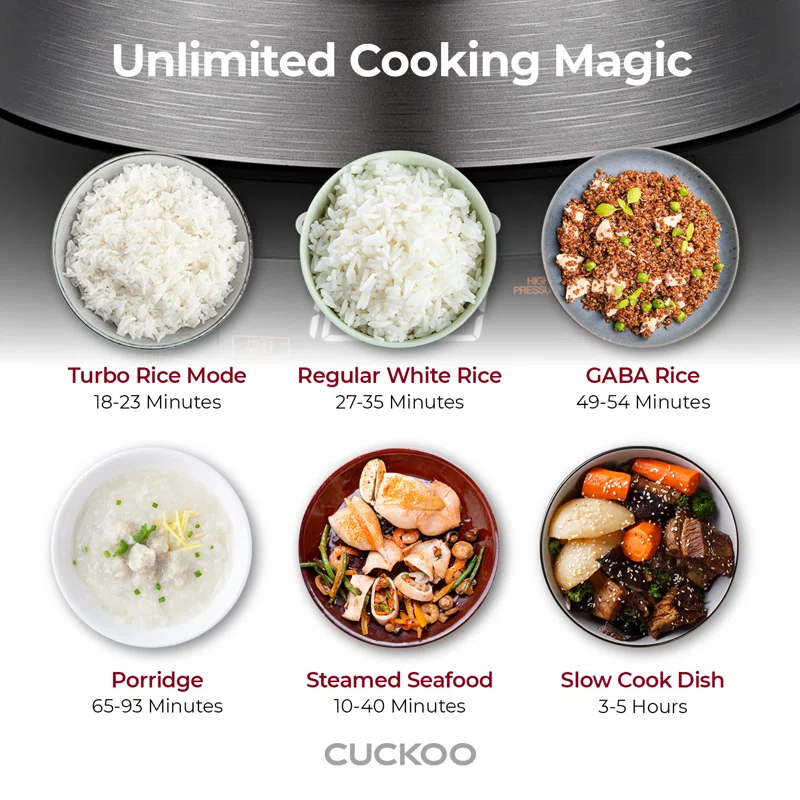 Cuckoo Electronics CUCKOO 6-Cup Twin Pressure Rice Cooker & Warmer with Nonstick Inner Pot, 14 Menu Options, Safe Steam Release, 3 Voice Guide, Auto Clean (Black) CRP-RT0609FB