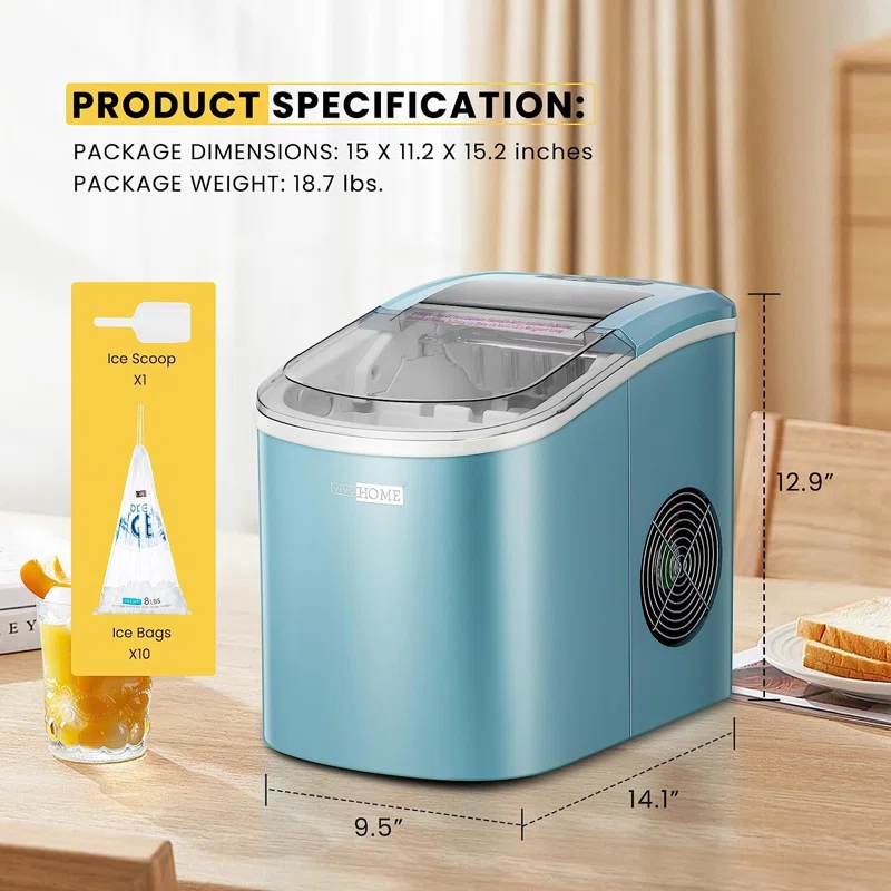 VIVOHOME 27lbs/day Electric Portable Ice Maker Machine With Hand Scoop And Self Cleaning Function