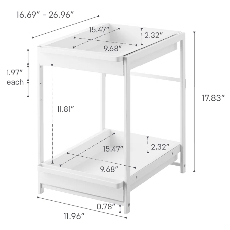 Yamazaki Home Yamazaki Home Tower Under-Sink Rack With Pull-Out Shelf, Versatile Kitchen Cabinet Storage Drawers, 2 Tiers, Sturdy Organization System - Steel