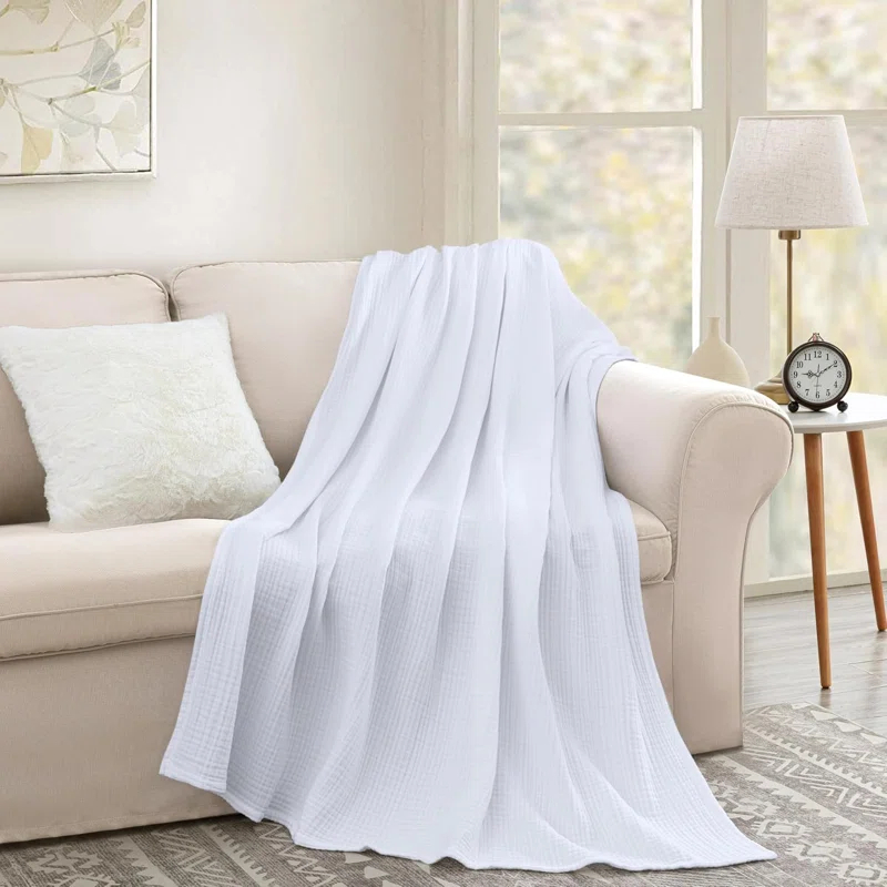 Chezmoi Collection Airy Lightweight 4 Layer Cotton Muslin Blanket