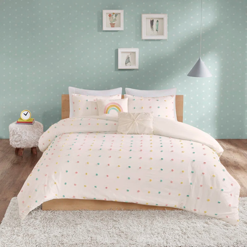 Callie Cotton Jacquard Pom Pom Comforter Set