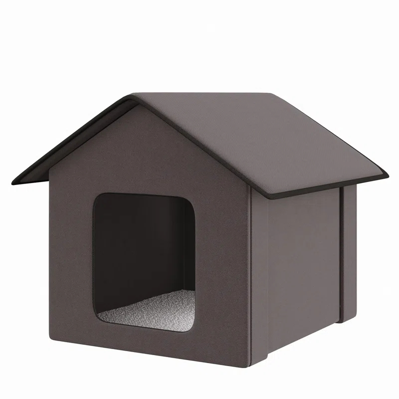 One Allium Way® Heated Cat Houses For Outdoor And Indoor, Portable Kitty Shelter, Waterproof And Insulated, Brown