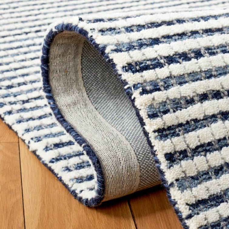 Latitude Run® Abstract Hand Tufted Wool Striped Rug
