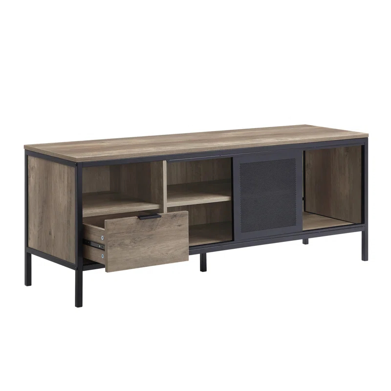 Loon Peak® Genivee 1-Drawer Rectangular TV Stand in Rustic Oak/Black | Wayfair